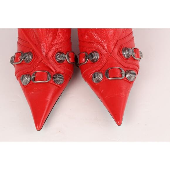 Balenciaga Cagole Boots Red Leather Knee High Pointed Toe Size 37.5 - Picture 6 of 16